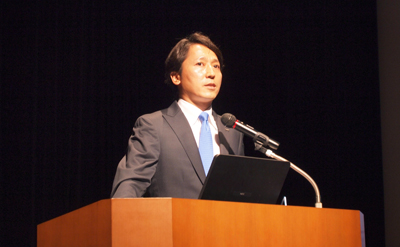 代表取締役社長の道具&nbsp;登志夫による講演の模様