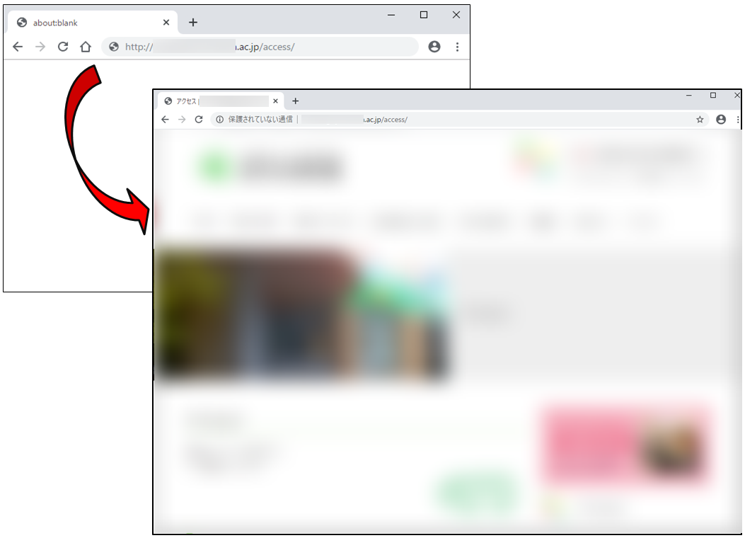【図3】直接アクセスでは問題なく正規コンテンツが表示