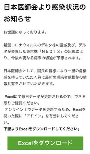 【図1】日本医師会を騙る不審メールの例(公式サイトより)